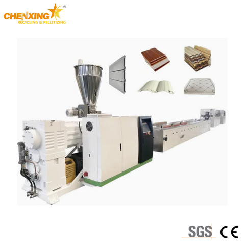 Plastic post making machine with conical twin-screw extruder