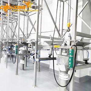 Industrial ton bag feeding station for powder and granular material unloading