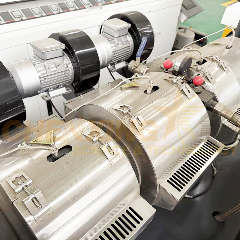 PVC extrusion production line using conical twin screw extruder