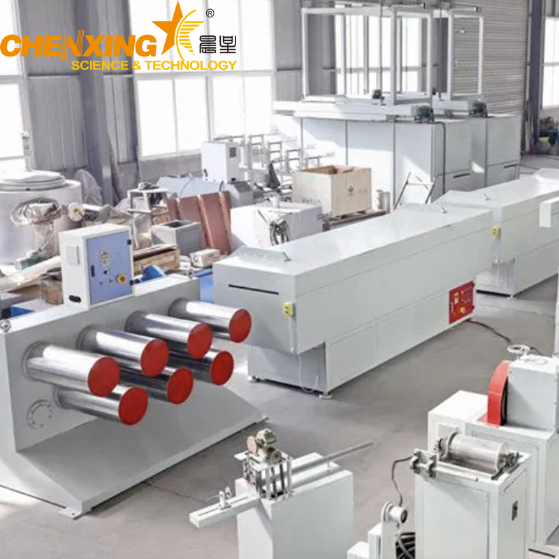 Spools of extruded PET wig filament ready for downstream processing