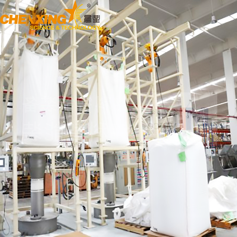 Ton bag discharging station connected with pipe chain conveyor