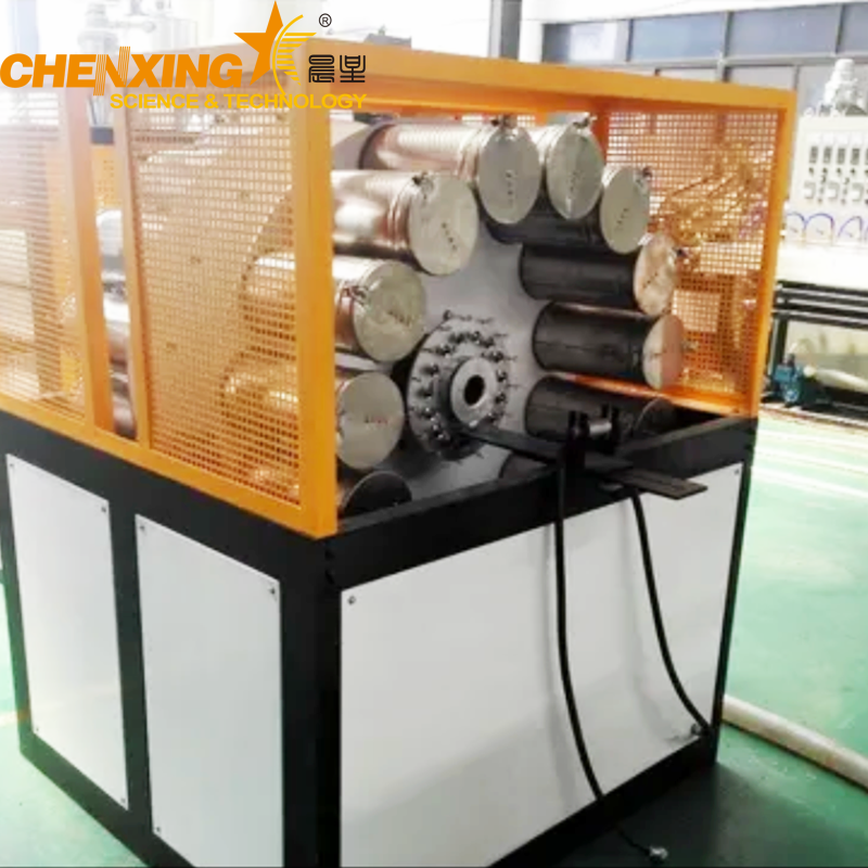 PVC snake skin pipe production line with extruder and mould