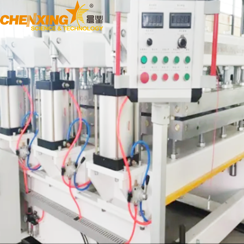 Three-roller calender with online lamination for PVC marble sheets