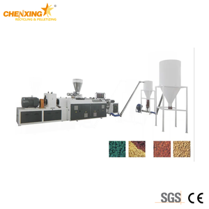 Conical twin-screw extruder and hot-face cutting pelletizer of PVC pelletizing line