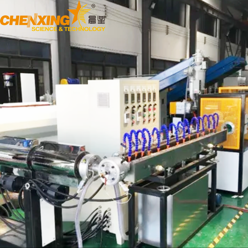 PVC fiber-reinforced hose extrusion line with cooling tank and winder