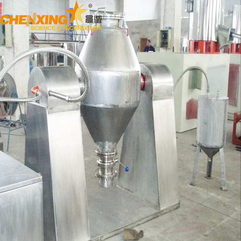 GMP-compliant vacuum dryer with dual-cone mixing design