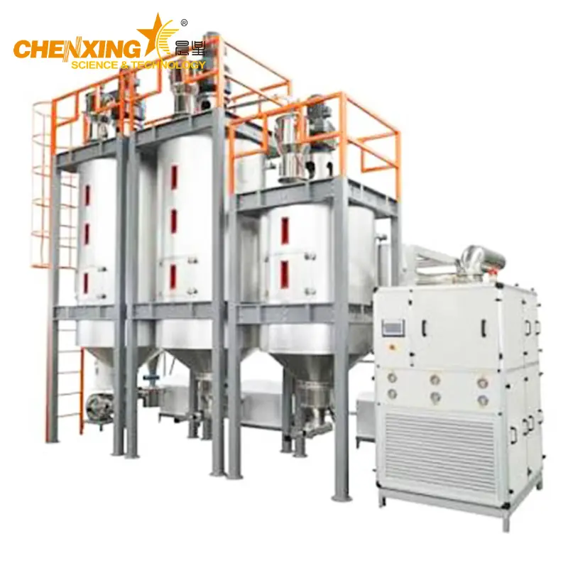 crystal dryer with crystallization tower and drying tower &mdash; dehumidification air and nitrogen medium, 20-100 ppm