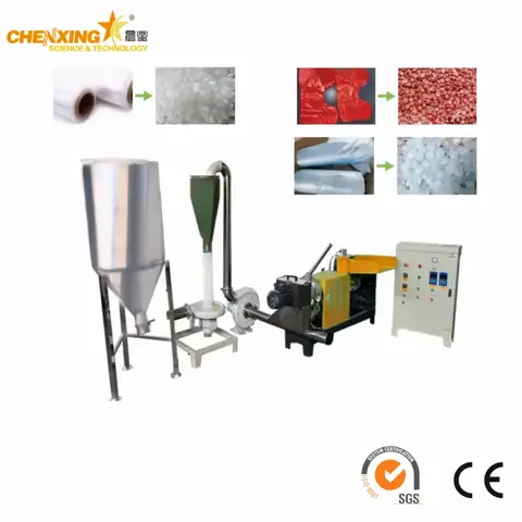 Low Temperature Plastic Granulator | Compact Granulator for PE PP Film Edge Trim Recycling, 50-200 Kg/h | Chenxing