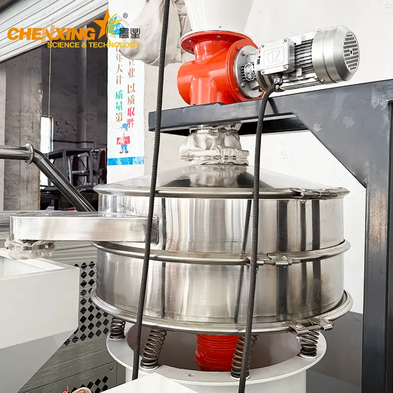 Fully automatic PLC touch-screen control panel for SMP knives pulverizer &mdash; Manages feeding rate, cutterhead speed, grinding chamber temperature, vibrating screen classification, and dust-collection pulse-jet c