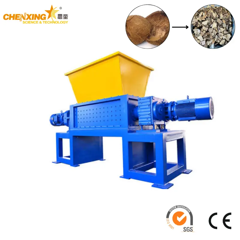 Double Shaft Shredder for Coconut Shell & Plastic Recycling